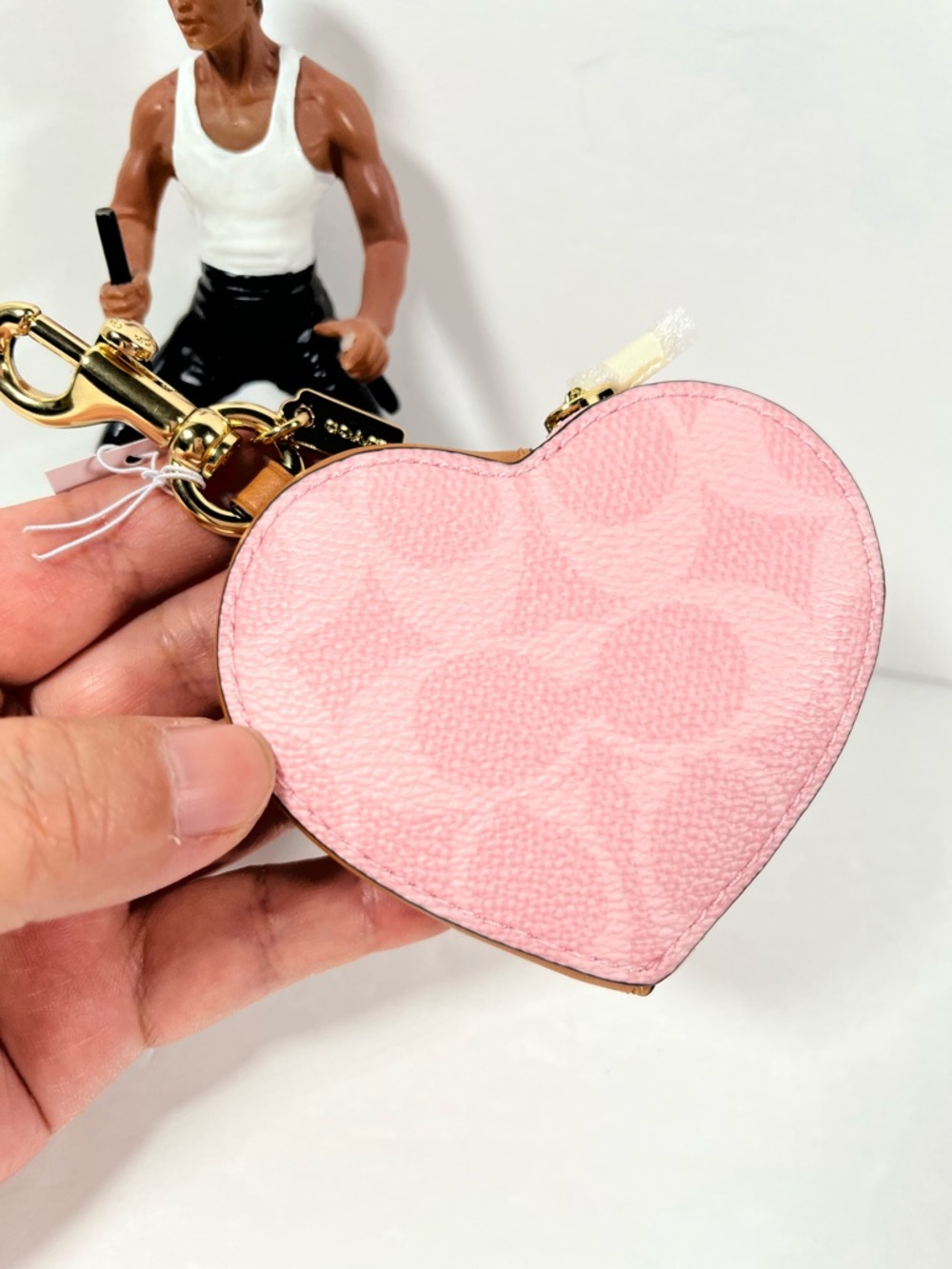 ‼️LAST ONE Coach Heart Bag Charm In Signature Canvas NWT